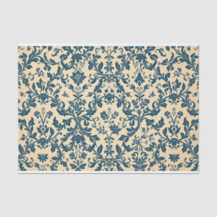 Vintage Retro Blauwe toile de jouy Tissuepapier