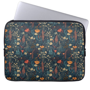 Vintage, retro, bloem, natuurgebied laptop sleeve