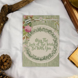 Vintage Retro Bloem St. Patrick's Day Briefkaart