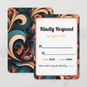 Vintage Retro Bloemen RSVP Kaartje (Voorkant / Achterkant)