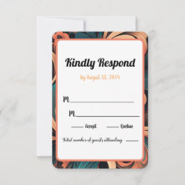 Vintage Retro Bloemen RSVP Kaartje