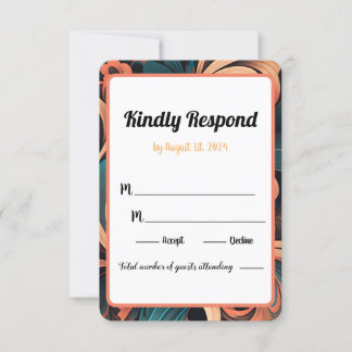 Vintage Retro Bloemen RSVP Kaartje