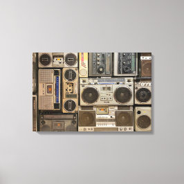 Vintage, retro boombox afbeelding op canvas afdruk