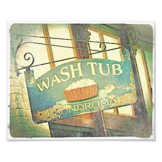 Vintage Retro Bord Wasmachine Wasteil Foto Afdruk