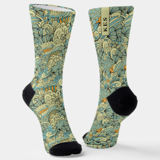 Vintage Retro Botanisch Bloemmotief Monogram Sokken