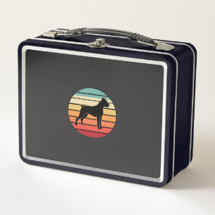 Vintage Retro Boxer Hond Zonsondergang Silhouet