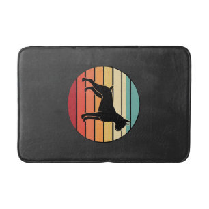 Vintage Retro Boxer Hond Zonsondergang Silhouet Badmat