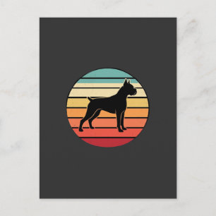 Vintage Retro Boxer Hond Zonsondergang Silhouet Briefkaart