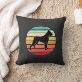 Vintage Retro Boxer Hond Zonsondergang Silhouet Kussen (Deken)