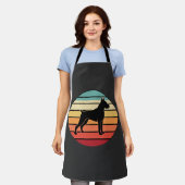 Vintage Retro Boxer Hond Zonsondergang Silhouet Schort (Gedragen)
