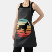 Vintage Retro Boxer Hond Zonsondergang Silhouet Schort (Insitu)