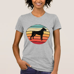 Vintage Retro Boxer Hond Zonsondergang Silhouet T-shirt