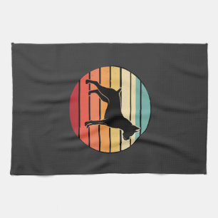 Vintage Retro Boxer Hond Zonsondergang Silhouet Theedoek