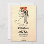 Vintage Retro Bride Groom Old Rustic Vrijgezellenf Kaart (Voorkant)