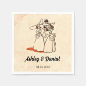 Vintage Retro Bridesmaids Rustic 50s Comic Wedding Servet (Voorkant)