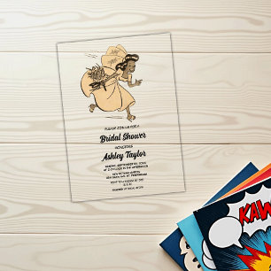 Vintage Retro Bruid Jaren 50 Stripboek Bruiloftsui Acryl Uitnodigingen