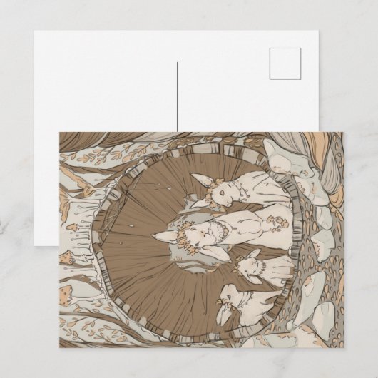 Vintage Retro Bunny Rabbits Briefkaart (Voorkant / Achterkant)