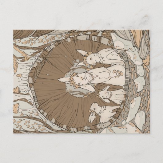 Vintage Retro Bunny Rabbits Briefkaart (Voorkant)