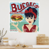Vintage, Retro Burger Diner Poster (Keuken)