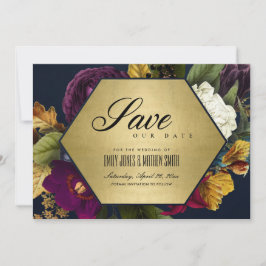 VINTAGE RETRO BURGUNDY OCHRE HERFST FLORAL SAVE THE DATE