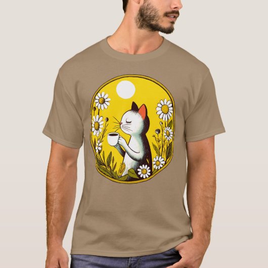 Vintage Retro Cafe Cat retro T-shirt (Voorkant)