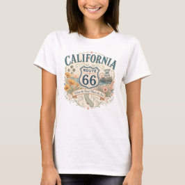 Vintage Retro Californië Mother Road Kustlijn T-shirt