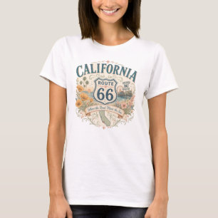 Vintage Retro Californië Mother Road Kustlijn T-shirt