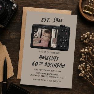 Vintage Retro Camera 60e Verjaardag Foto Kaart
