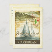Vintage Retro Caribische Caymaneilanden Weddenscha Kaart (Voorkant / Achterkant)