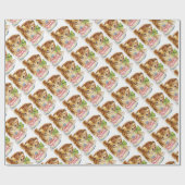 Vintage Retro Cat Kitten Birthday Cake Greeting Cadeaupapier (Vlak)