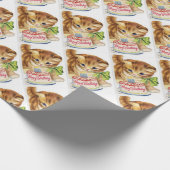 Vintage Retro Cat Kitten Birthday Cake Greeting Cadeaupapier (Hoek)