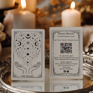 Vintage Retro Celestiaal Tarot Massage Reiki QR Visitekaartje