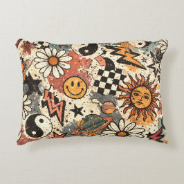 Vintage Retro Celestial Grunge Pattern Accent Kussen