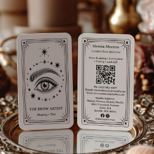 Vintage Retro Celestial Tarot Brow Artist QR-code Visitekaartje
