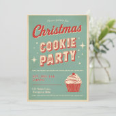 Vintage Retro Christmas Cookie Party  Kaart (Staand voorkant)