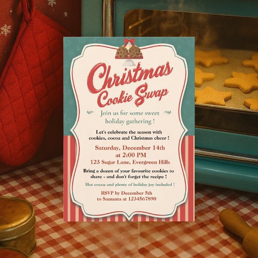 Vintage Retro Christmas Cookie Swap  Kaart