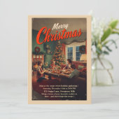 Vintage Retro Christmas Party Kaart (Staand voorkant)