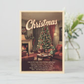Vintage Retro Christmas Party  Kaart (Staand voorkant)