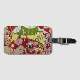 Vintage Retro Circus Animals Ring Theme Bagagelabel