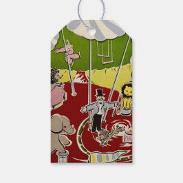 Vintage Retro Circus Dieren Ring Thema Cadeaulabel