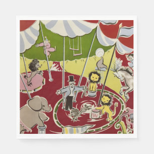 Vintage Retro Circus Dieren Ring Thema Servet