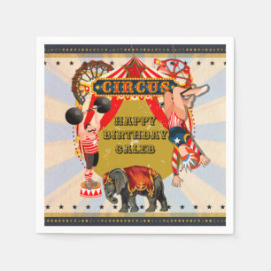 Vintage Retro Circus Verjaardagsfeest Persoonlijk Servet