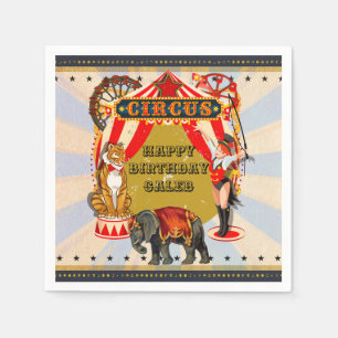 Vintage Retro Circus Verjaardagsfeestje Persoonlij Servet