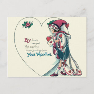 Vintage Retro Clown Valentine Card Feestdagenkaart