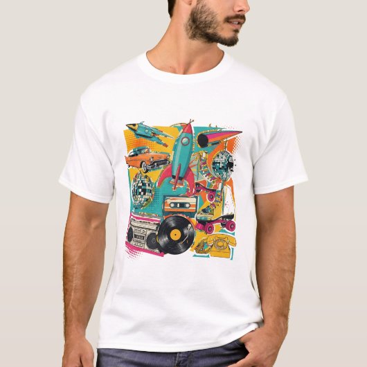 Vintage Retro Collage Esthetisch T-Shirt | Trendy (Voorkant)