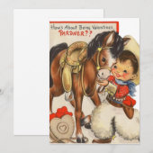 Vintage Retro Cowboy met Pony Valentijnsdag Feestdagenkaart (Voorkant / Achterkant)