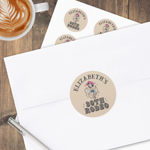 Vintage Retro Cowgirl 30e Verjaardagsfeestje Ronde Sticker