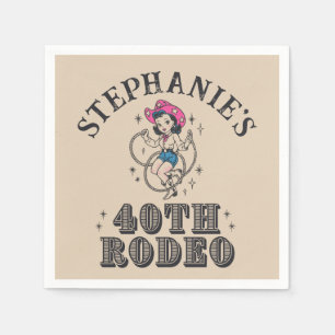 Vintage Retro Cowgirl 40e Verjaardagsfeestje Servet