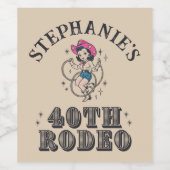 Vintage Retro Cowgirl 40th Birthday Party  Wijn Etiket (Enkel label)