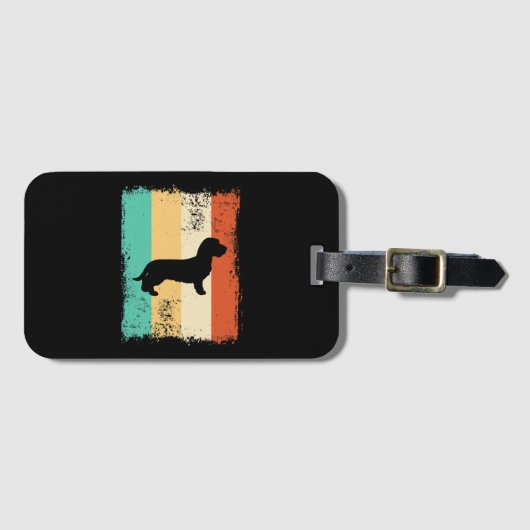 Vintage Retro Dachshund Draadhaar Bagagelabel (Voorkant (horizontaal))